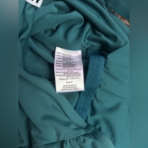 DKNY teal one piece bathing suit w/ built in bra M - Picture 8 of 9